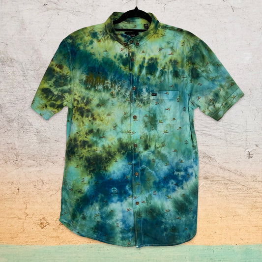 Tie Dye Short Sleeve Button Down Surf Shirt - Geode Lovebirds