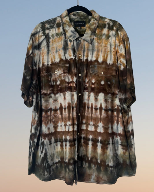 Short Sleeve Pearl Snap Shirt - Bronze Western - 2XL