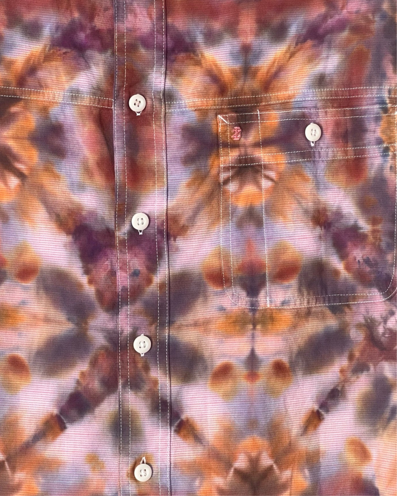 Short Sleeve Button Down Shirt - Shibori Plum - 2XL