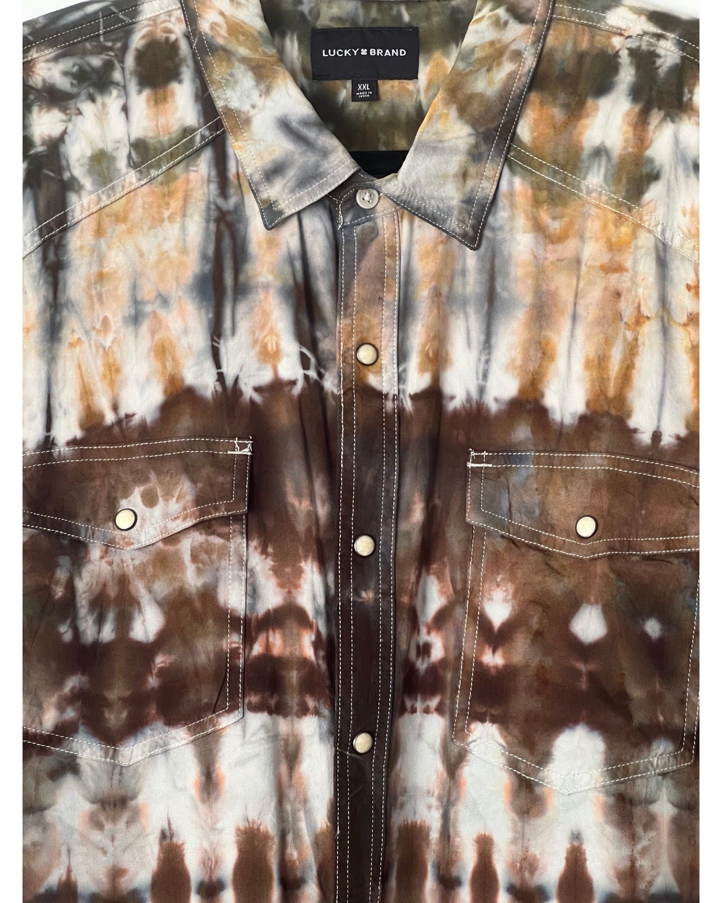 Short Sleeve Pearl Snap Shirt - Bronze Western - 2XL