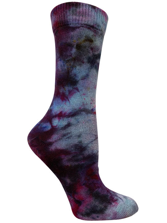space nebula colored tie dye organic cotton crew socks one of a kind