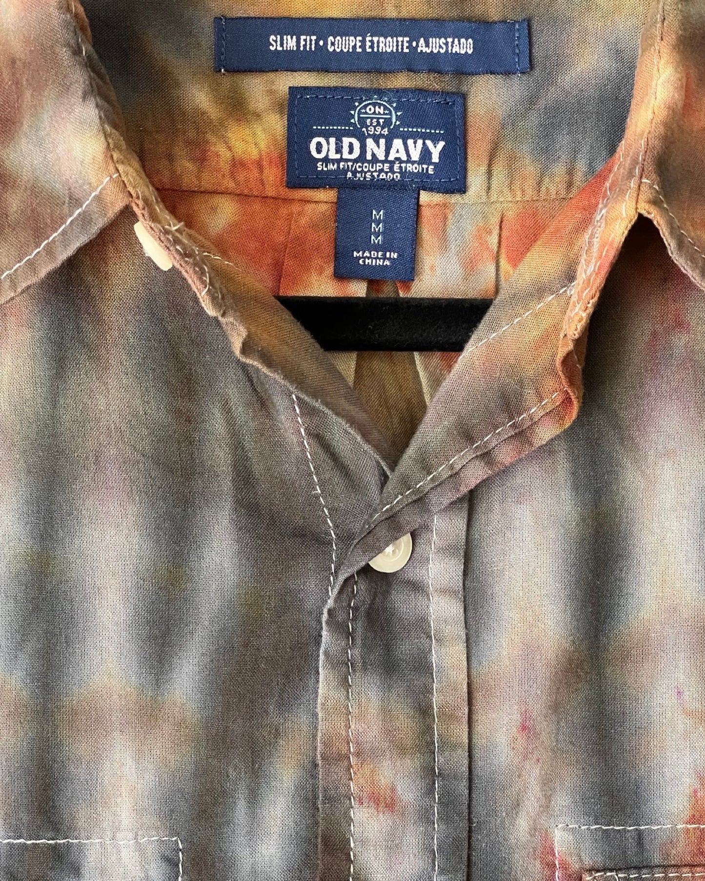 Short Sleeve Button Down Shirt - Navy Cowboy - M