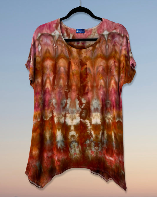 Cap Sleeve Asymmetric Tunic - Peach Delight - S