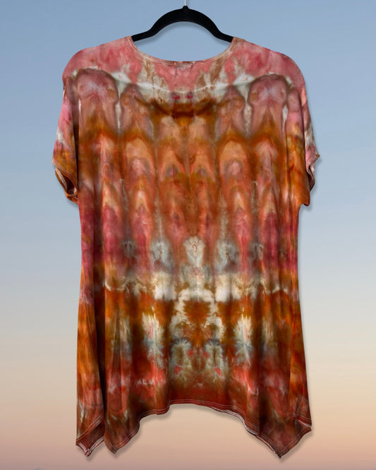 Cap Sleeve Asymmetric Tunic - Peach Delight - S