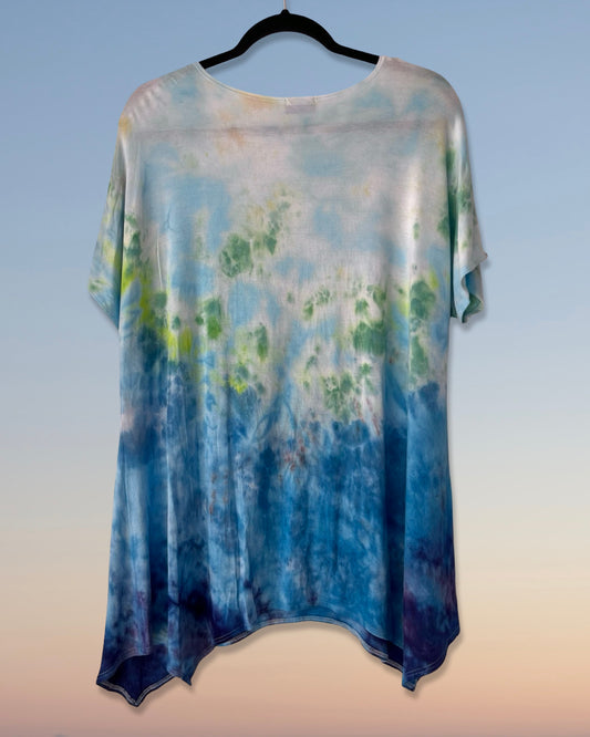 Cap Sleeve Asymmetric Tunic - Caribbean Sea - XL