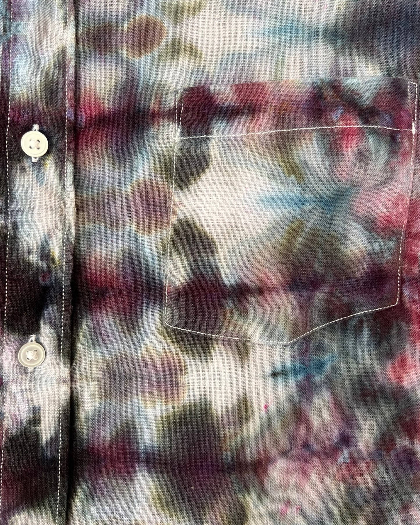 Short Sleeve Button Down Shirt - Linen Kaleidoscope - L