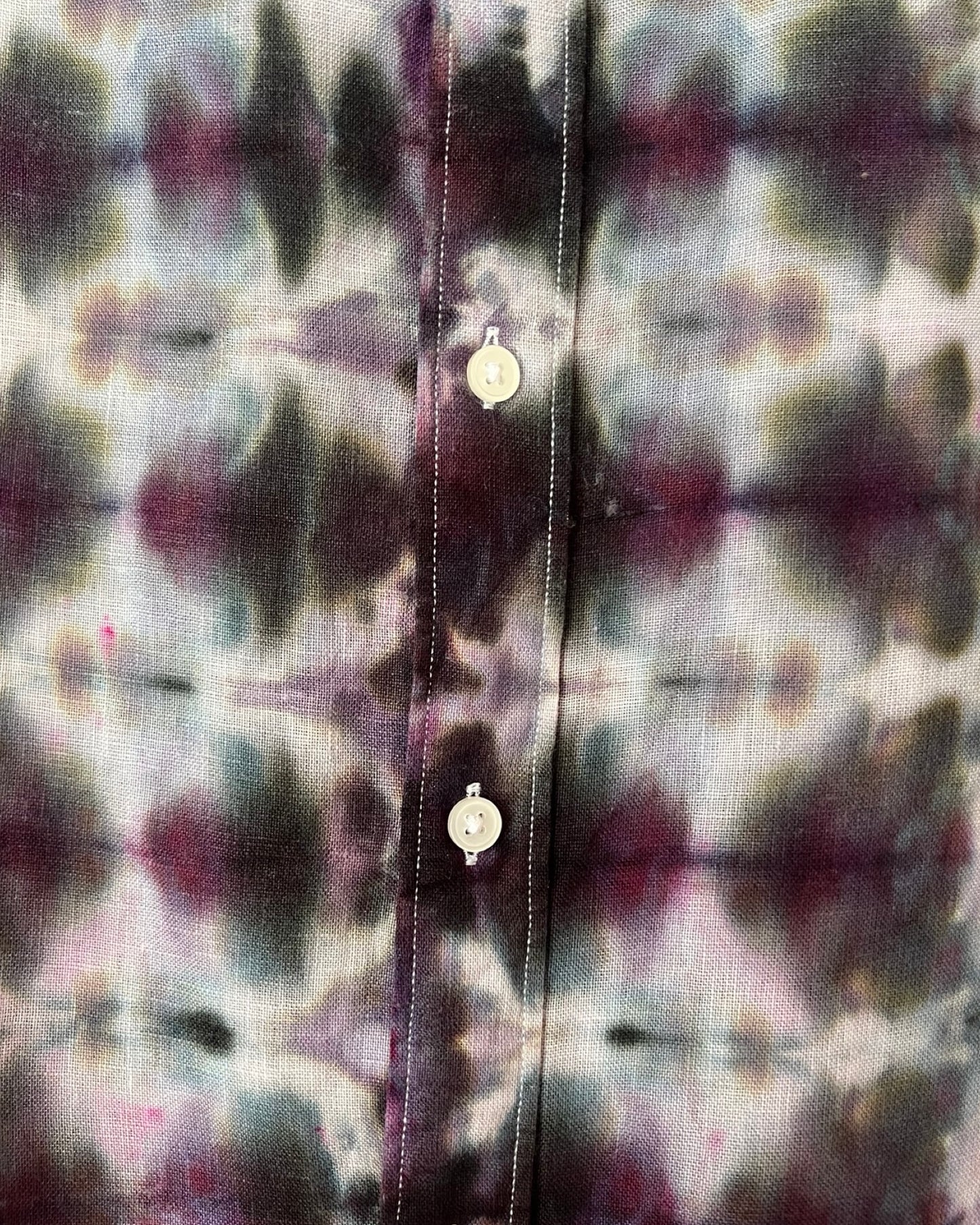 Short Sleeve Button Down Shirt - Linen Kaleidoscope - L