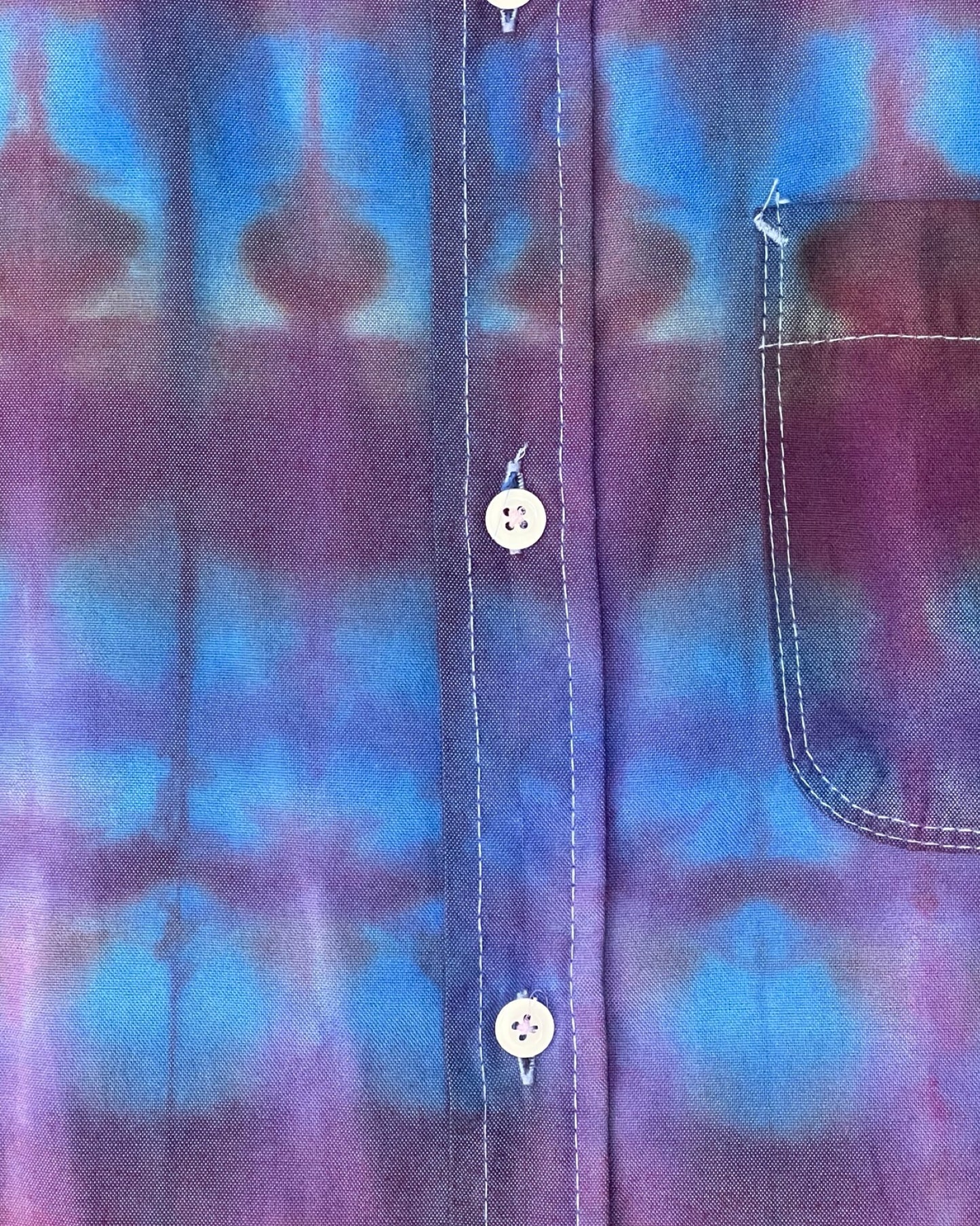 Short Sleeve Button Down Shirt - Plum Mandala - XL