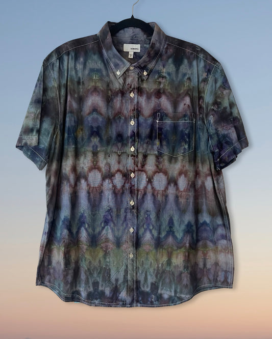 Short Sleeve Button Down Shirt - Dark Arrows - XL
