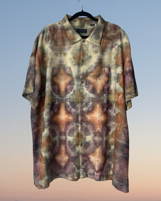 Short-sleeve shirt with a unique pattern on a gradient background