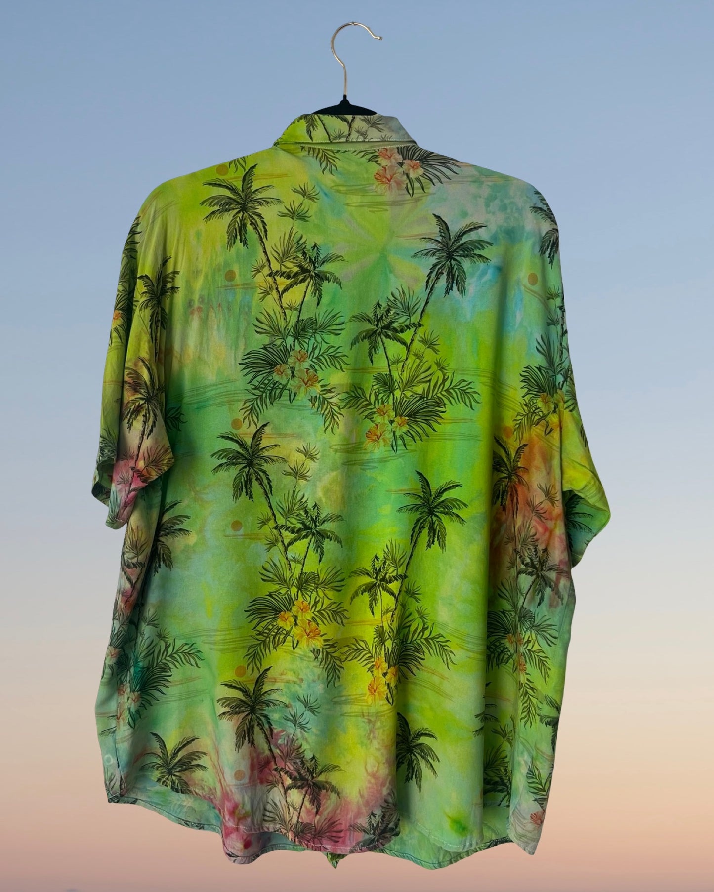 Short Sleeve Button Down Shirt - Tropical Zest - XL