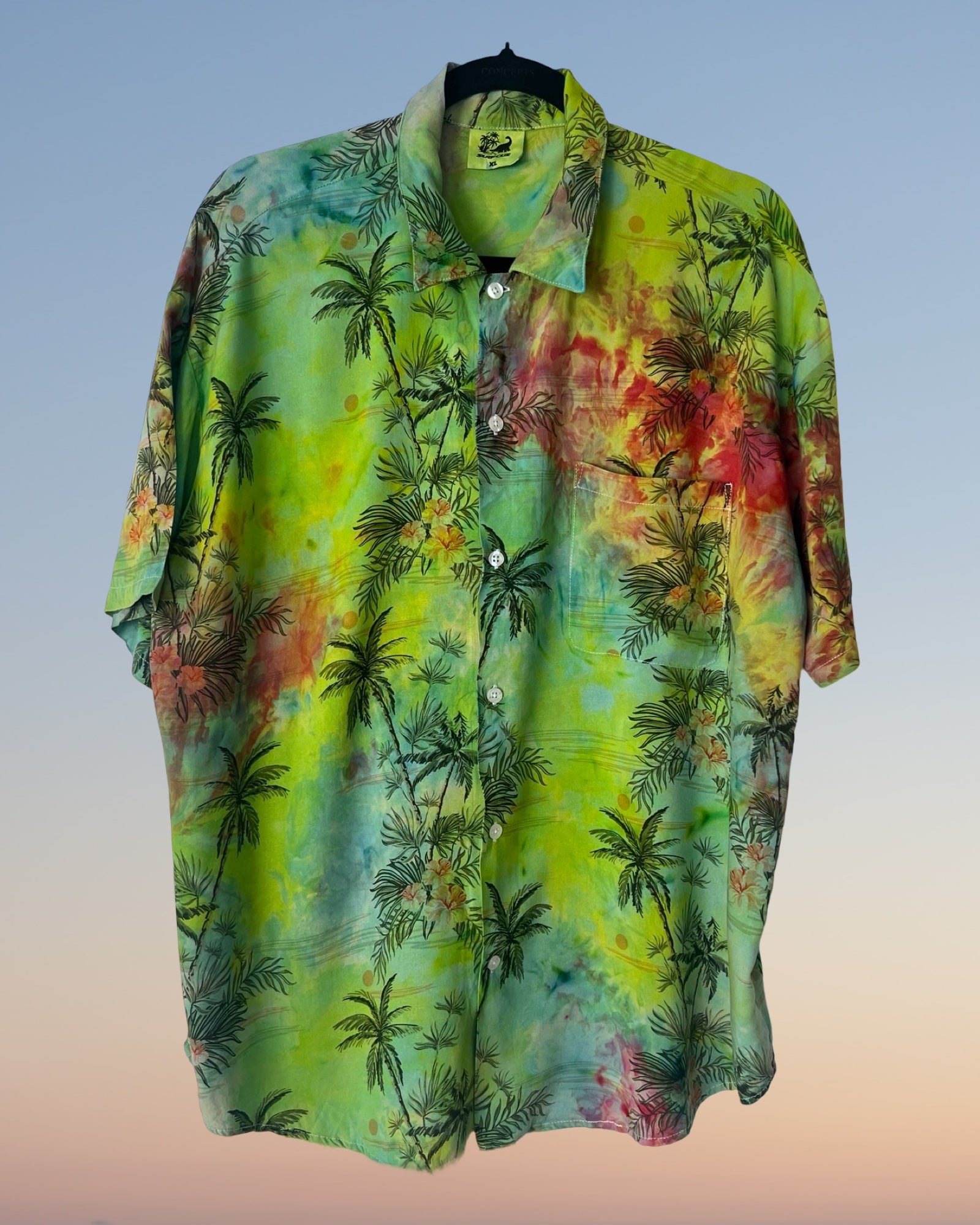 ice dyed rayon tropical shirt
