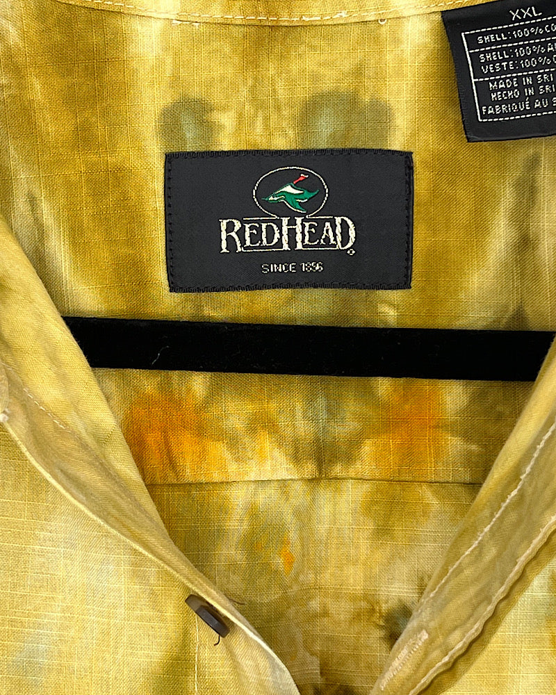 golden bronze western ice dye short sleeve button down shirt 2xl label