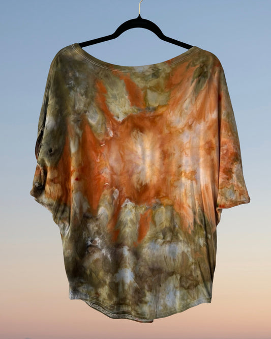 Bamboo and Organic Cotton Dolman Style Tee - Golden Eye - L