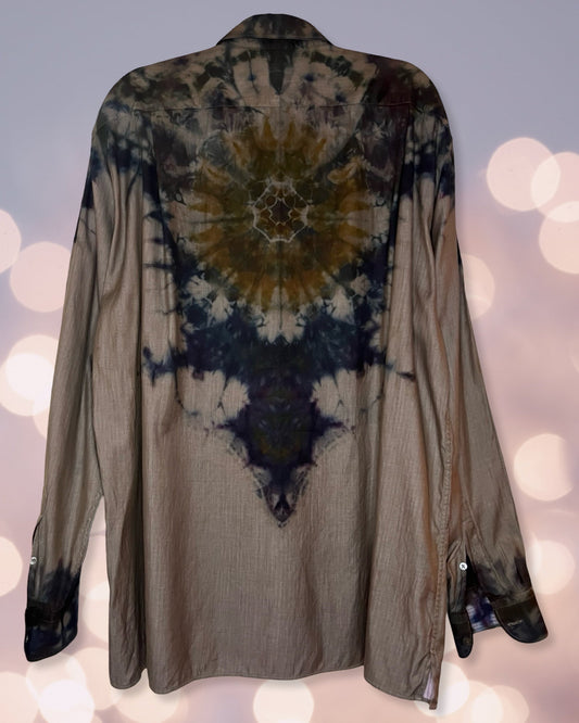 long sleeve reverse ice dyed Italian mens dress shirt