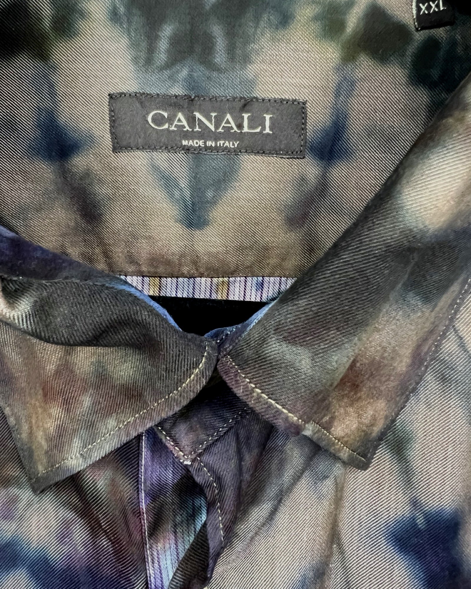 long sleeve reverse ice dyed Italian mens dress shirt