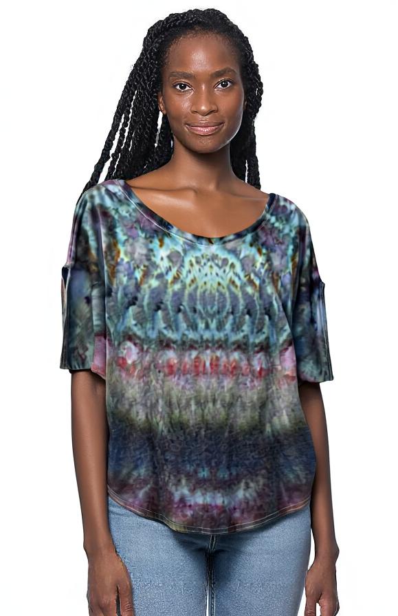 Bamboo and Organic Cotton Dolman Style Tee - Dusk Angels - M