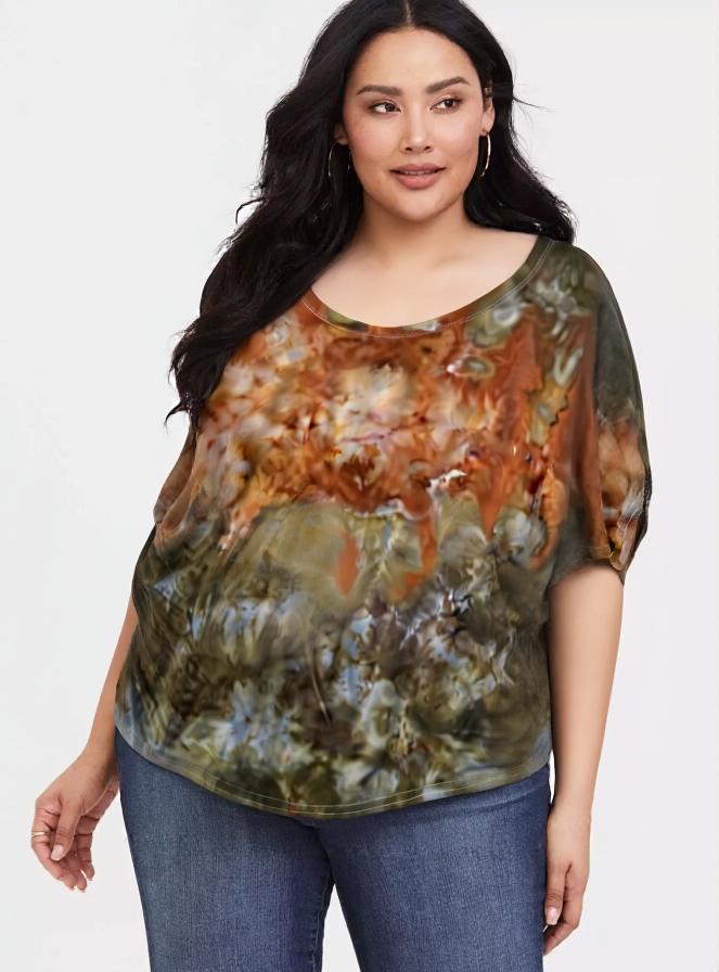 Bamboo and Organic Cotton Dolman Style Tee - Golden Eye - L
