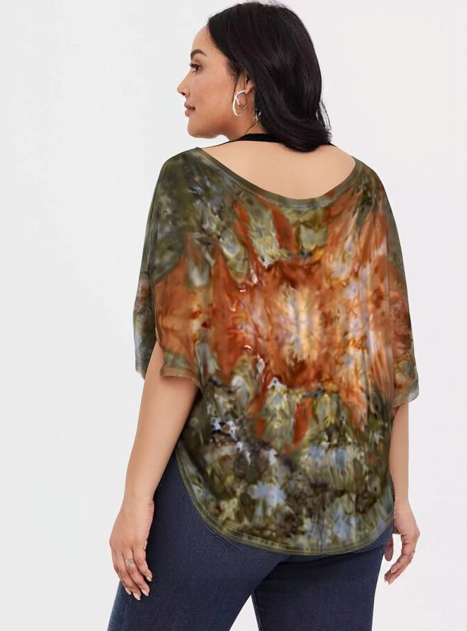 Bamboo and Organic Cotton Dolman Style Tee - Golden Eye - L