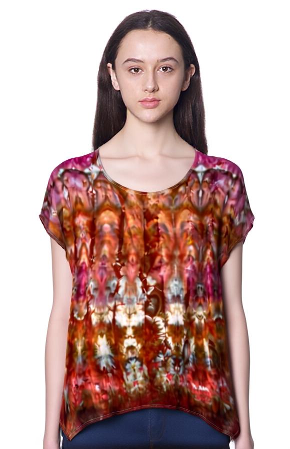 Cap Sleeve Asymmetric Tunic - Peach Delight - S