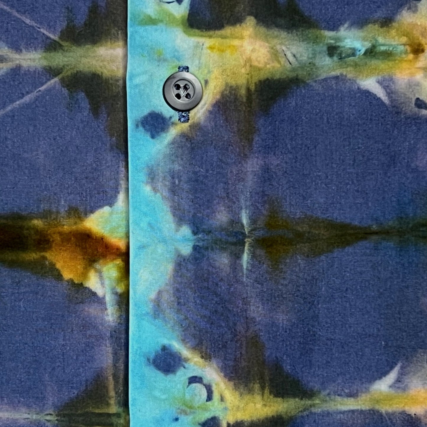 reverse ice dyed long sleeve blue dress shirt