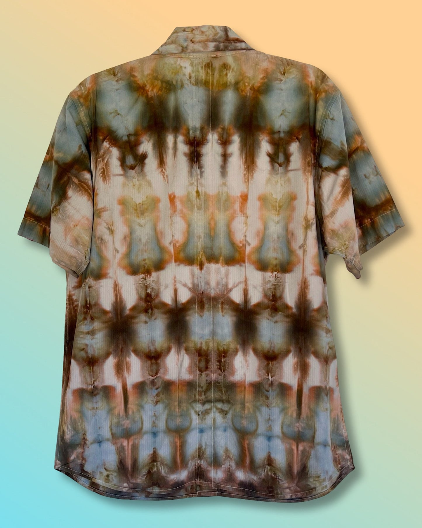 Tie Dye Short Sleeve Men's Button Down Shirt - Small