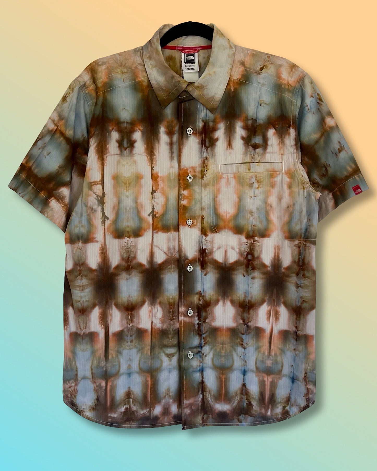 Tie Dye Short Sleeve Men's Button Down Shirt - Small