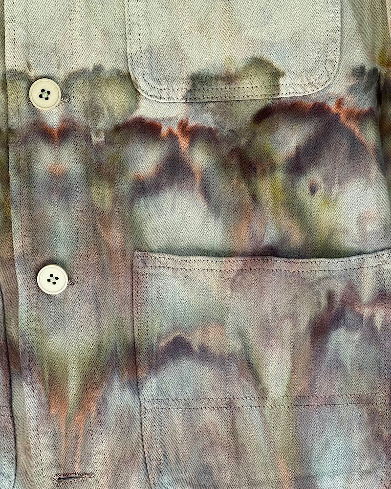 Tie Dye Denim Chore Coat - Army Roll - S/M