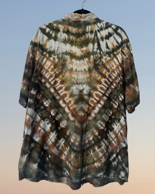 Short Sleeve Pearl Snap Shirt - Bronze Western - 2XL