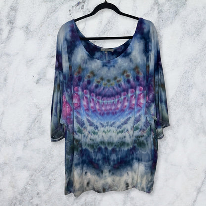 Tie Dye Short Sleeve Dolman Tunic - 3XL