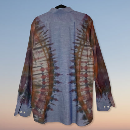 Tie Dye Long Sleeve Button Up Shirt - XL