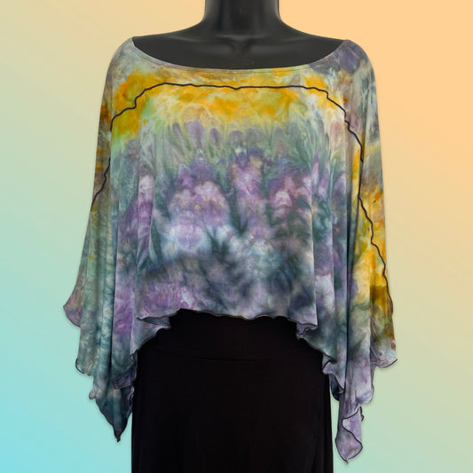 Cropped Poncho Top - Monet Flowers