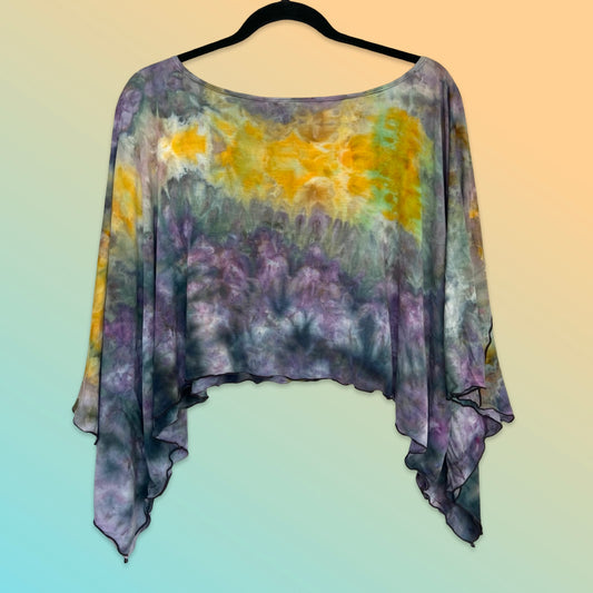 Cropped Poncho Top - Monet Flowers