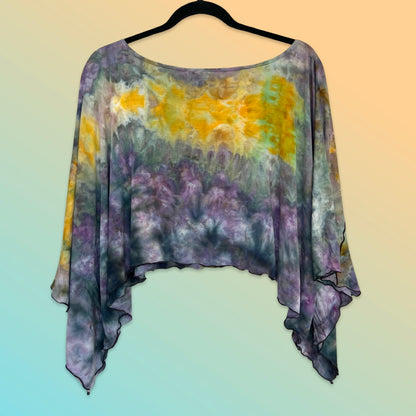 Cropped Poncho Top - Monet Flowers