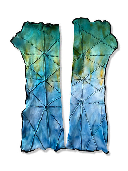 Tie Dye Fingerless Glove Arm Warmer - Ocean Blue