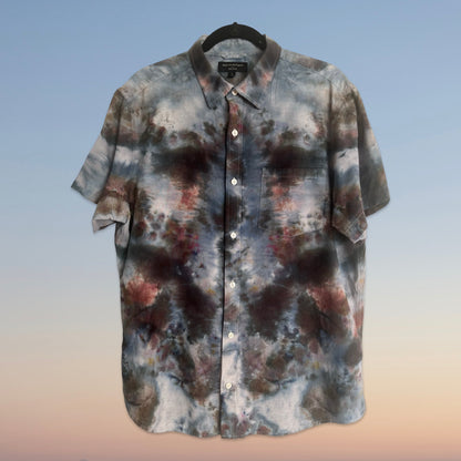 Ice Dyed Button Down Short Sleeve - Large