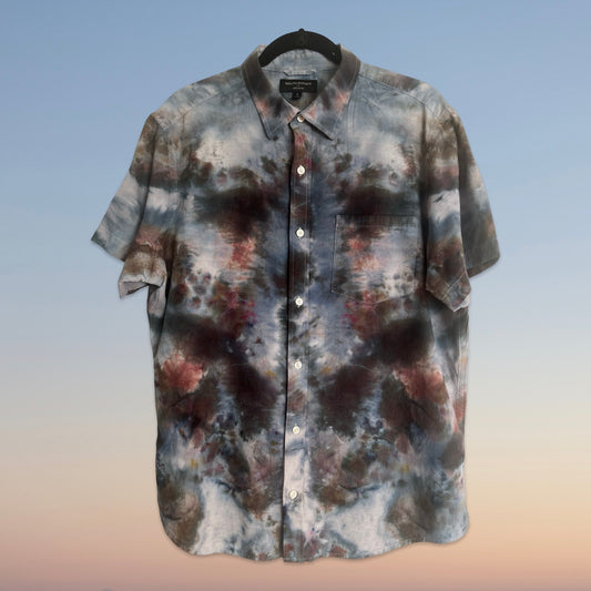 Ice Dyed Button Down Short Sleeve - Large