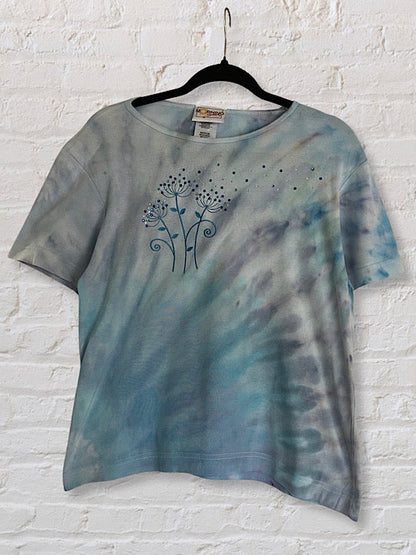 Tie Dye Woman's T-Shirt -Dandelion Sequin - Medium