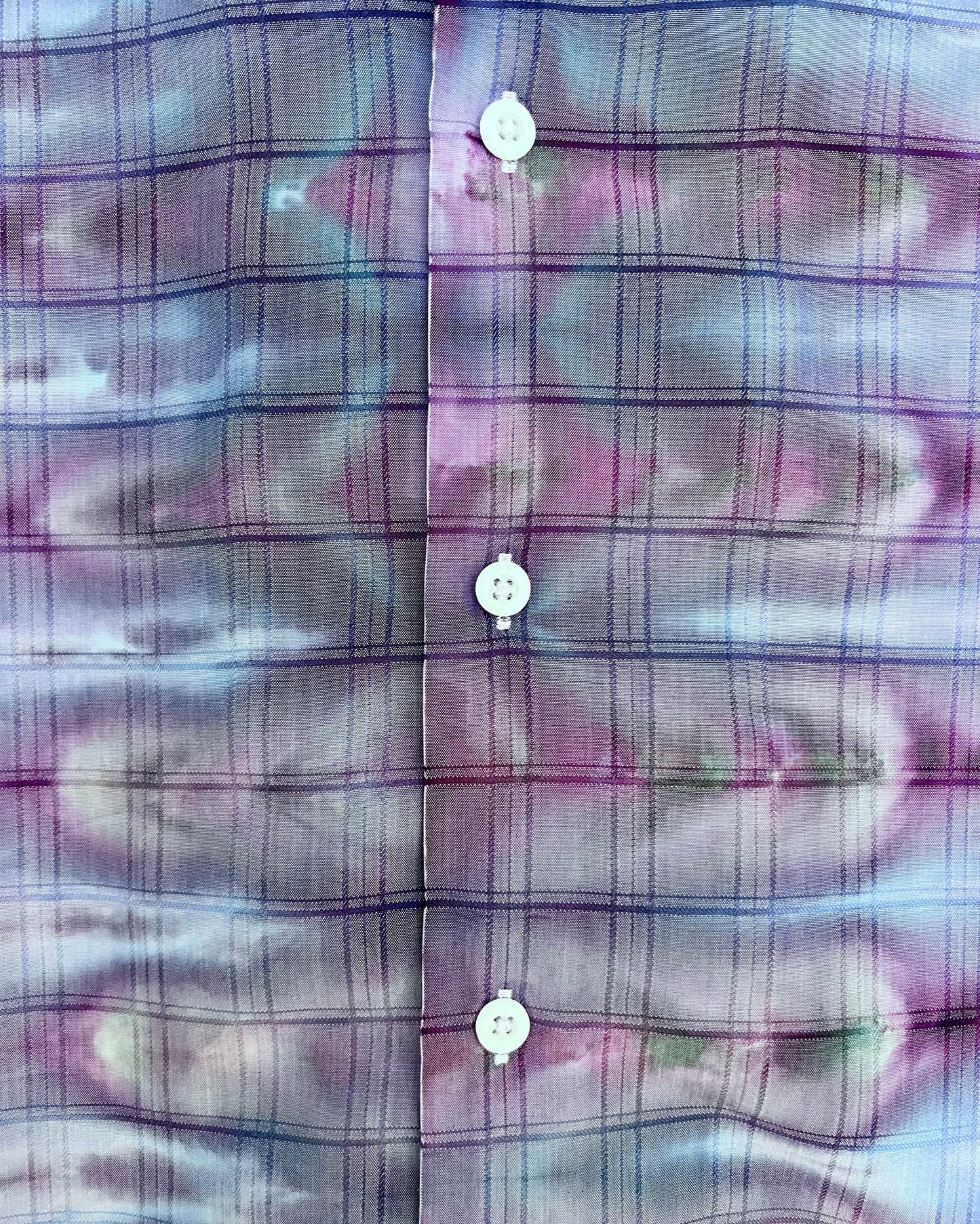 Short Sleeve Button Down Shirt - Purple Pleat - L