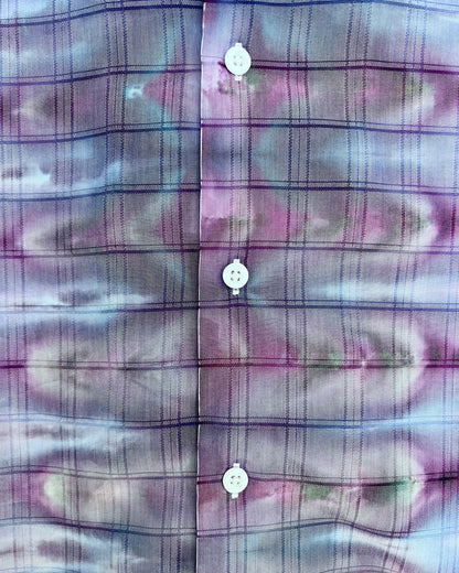 Short Sleeve Button Down Shirt - Purple Pleat - L