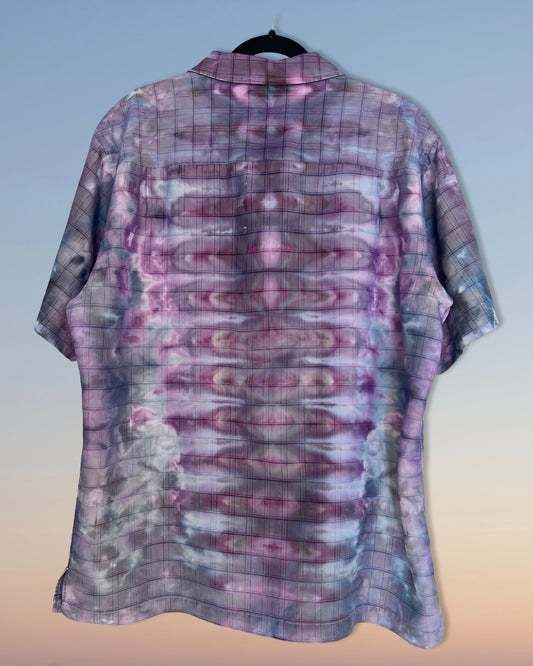 Short-sleeve shirt with a pattern on a gradient background