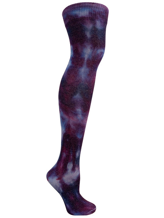 Wild orchid shades of purple ice dye over the knee socks