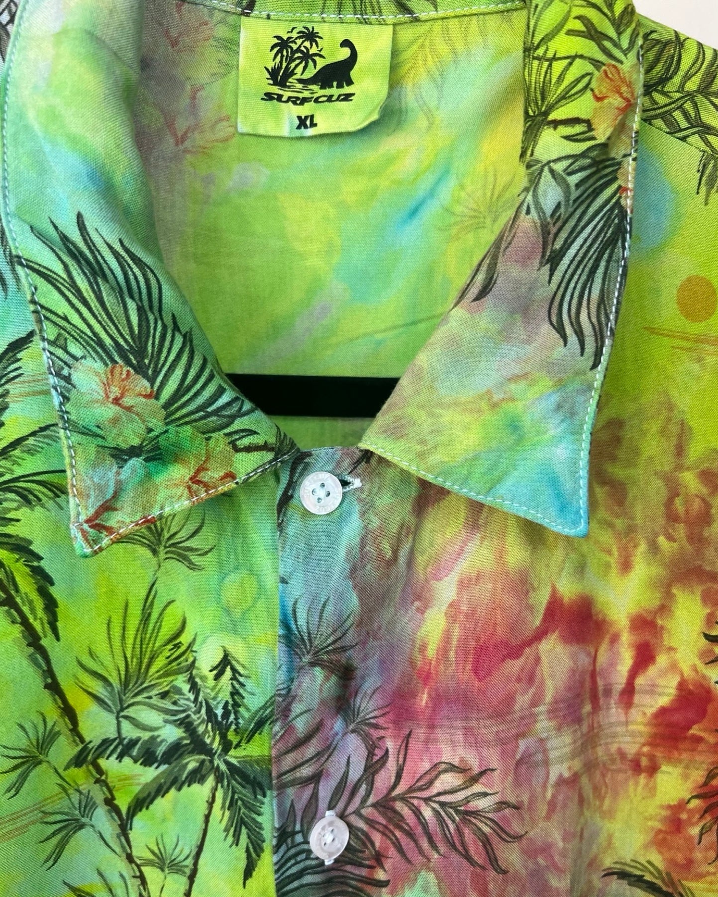 Short Sleeve Button Down Shirt - Tropical Zest - XL
