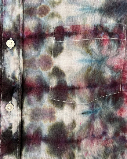 Short Sleeve Button Down Shirt - Linen Kaleidoscope - L