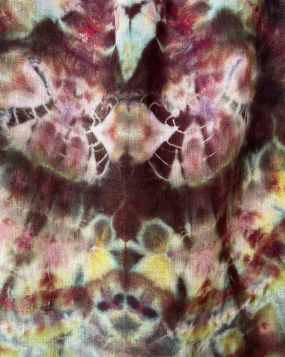 Short Sleeve Button Down Shirt - Linen Kaleidoscope - L
