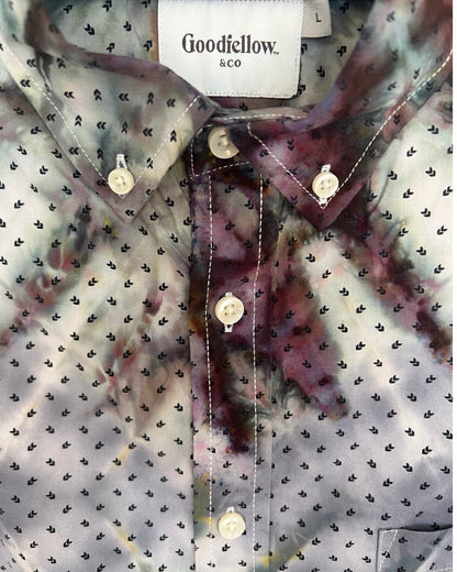 Short Sleeve Button Down Shirt - Gray Arrows - L