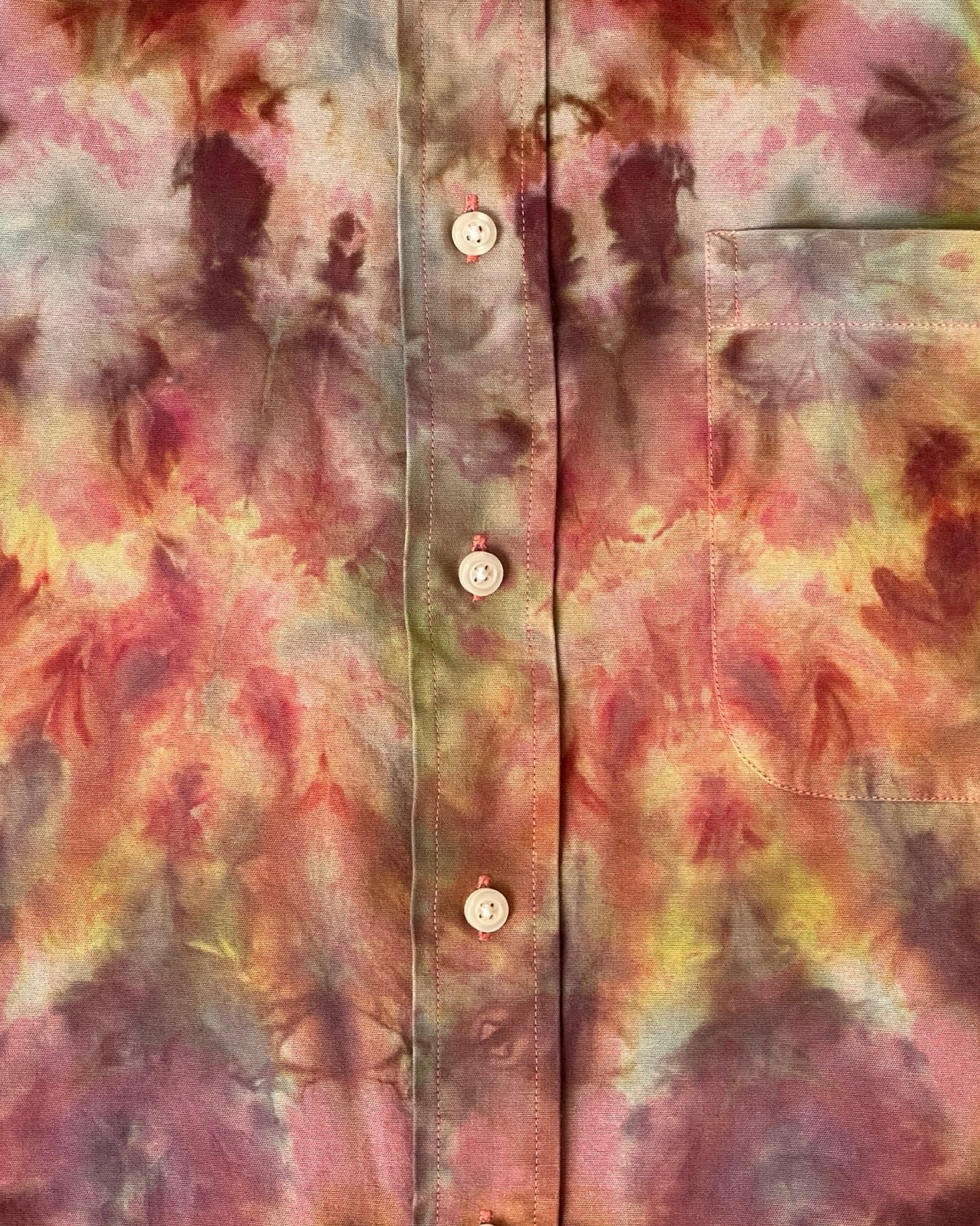 Short Sleeve Button Down Shirt - Vibrant Delight - M