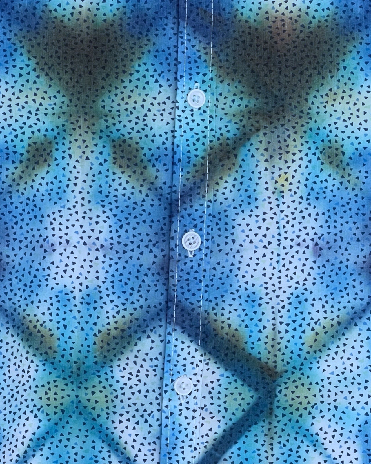 Short Sleeve Button Down Shirt - Shibori Blue - XL
