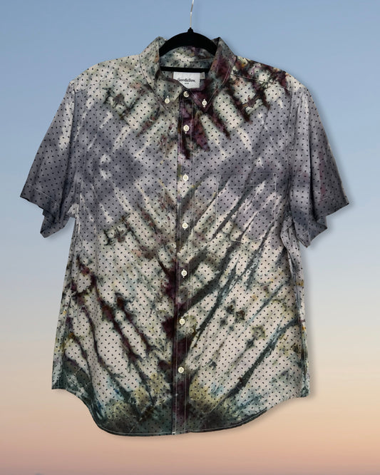 Short Sleeve Button Down Shirt - Gray Arrows - L