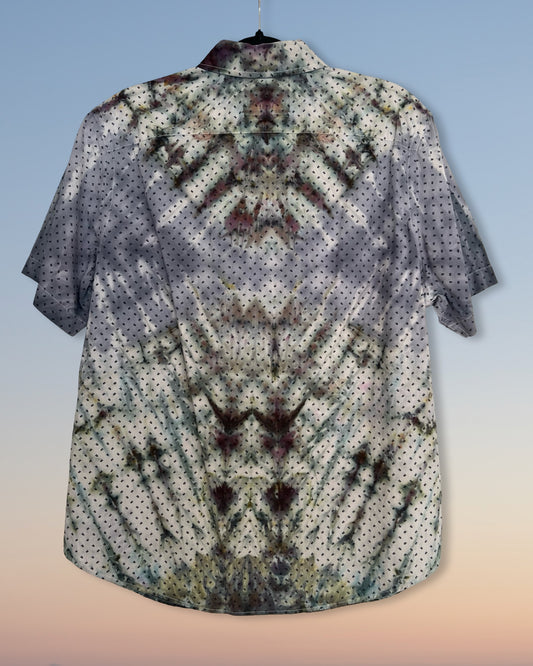 Short Sleeve Button Down Shirt - Gray Arrows - L
